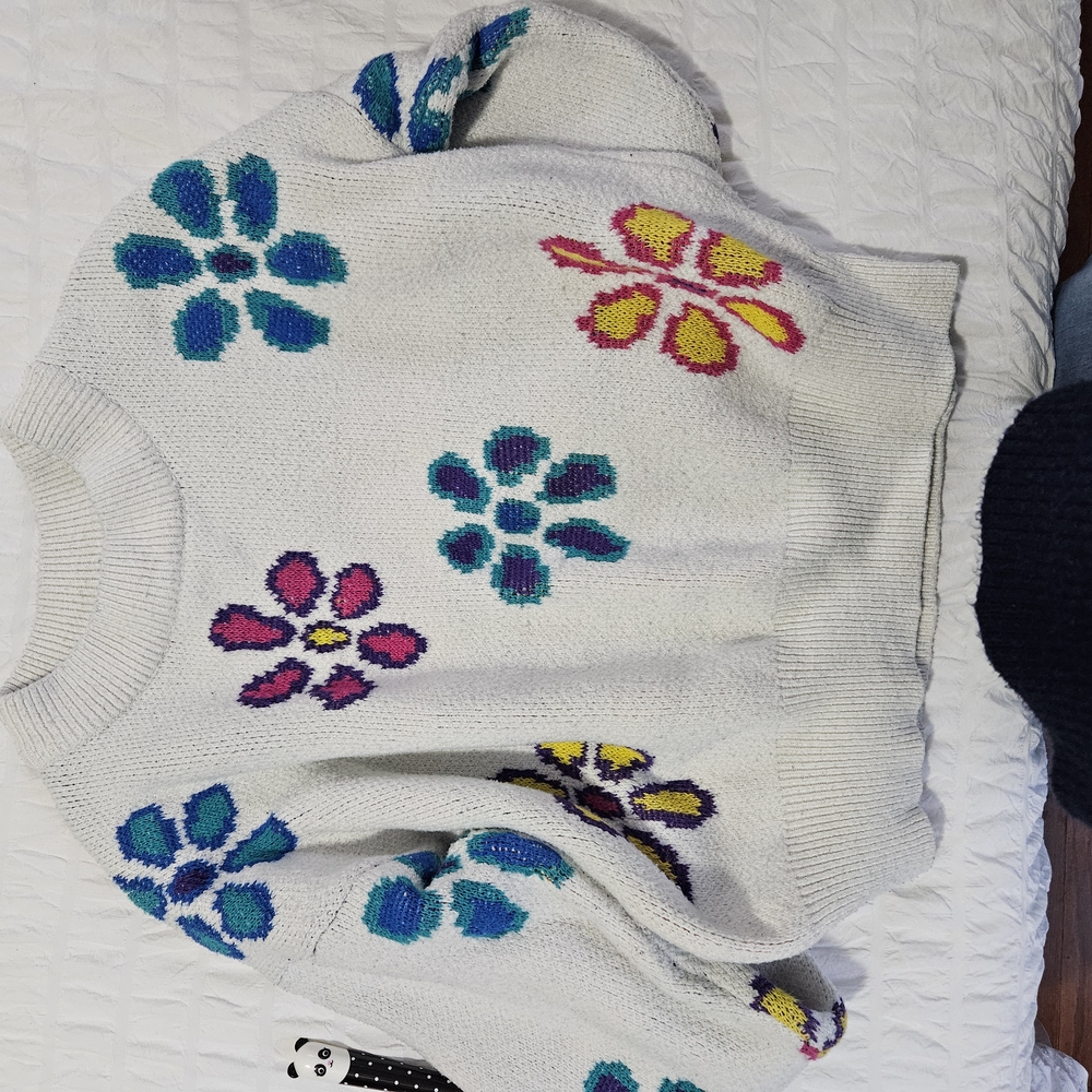 Colorful Floral Knit Sweater
